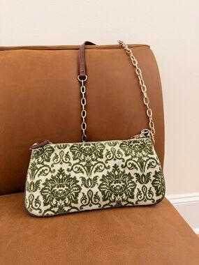 Vintage Glenda Gies “Angelina” Forest Green Chenille Mosaic Shoulder Bag